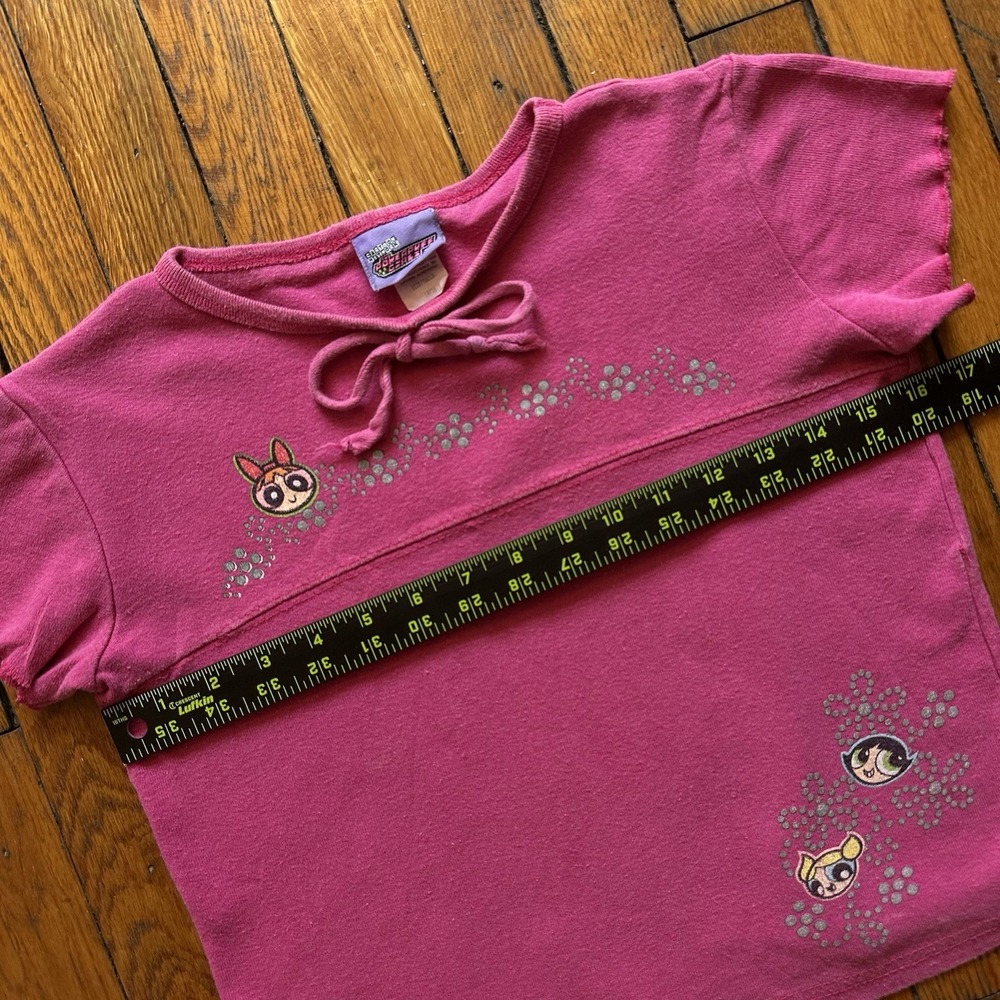 Vtg Powerpuff Girls Cropped Baby Tee Shirt Cartoon Network Pink Y2k 2000 - Picture 7 of 10